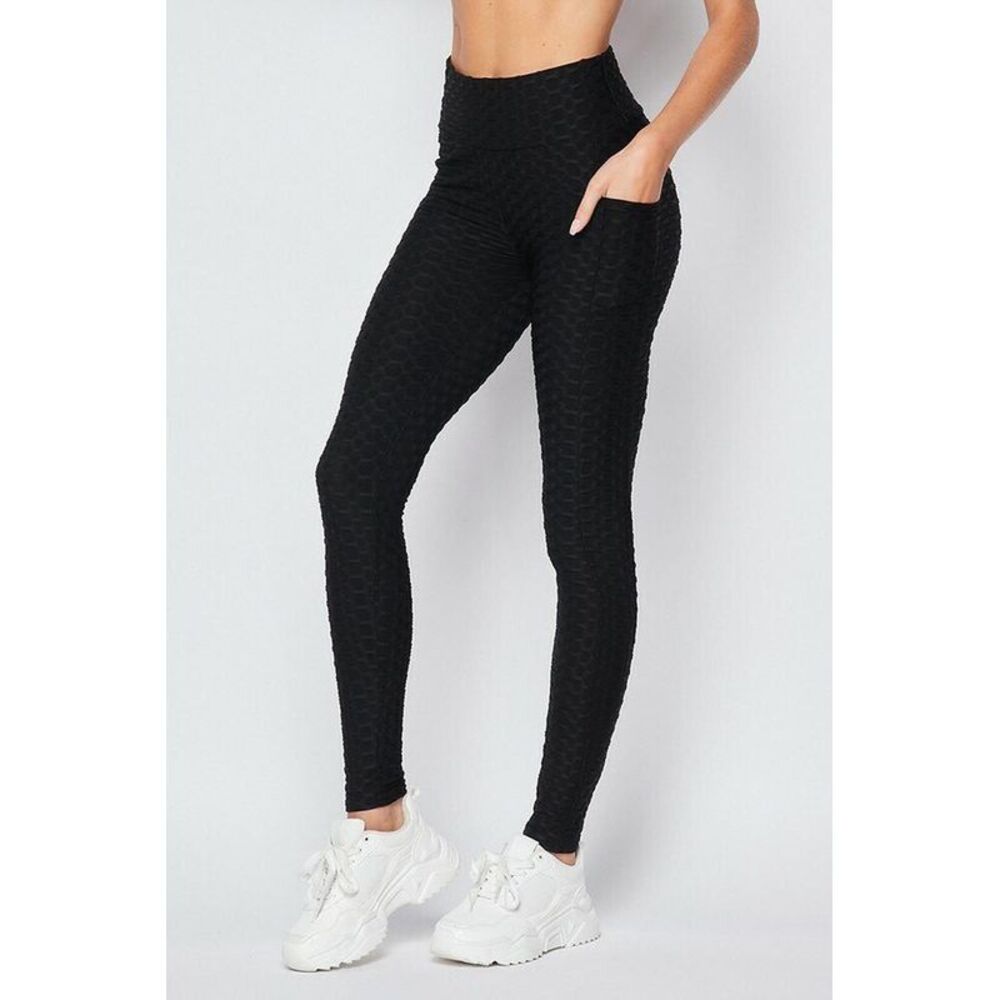 World of Leggings Scrunch Butt Textured High Waisted Plus Size Leggings with